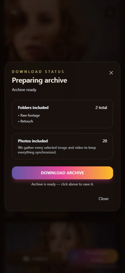 Download archive modal